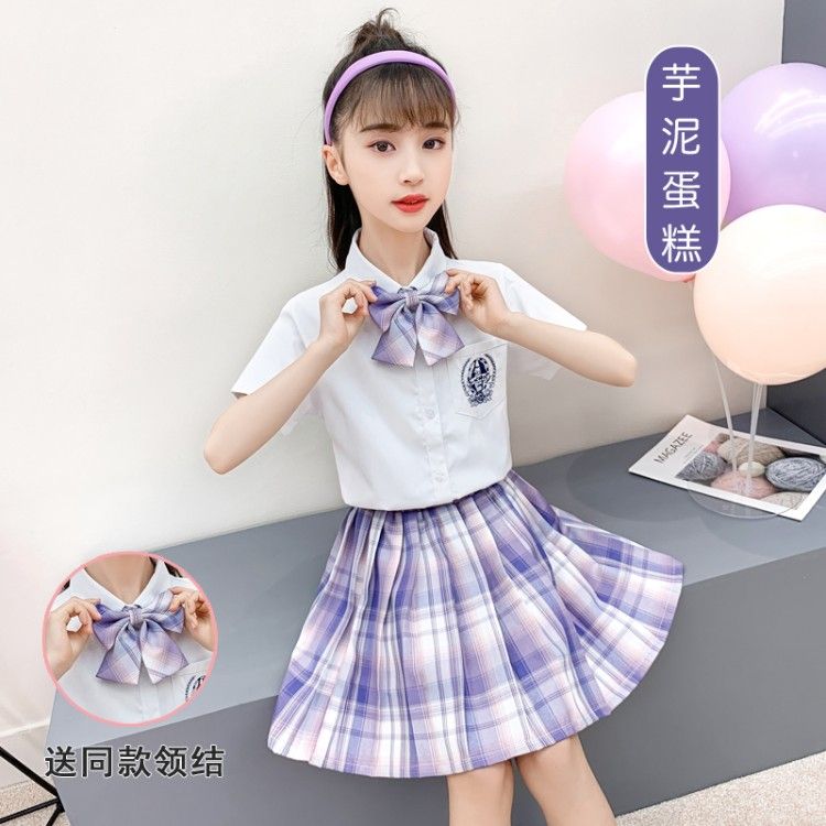 Genuine original JK uniform suit 2021 summer new primary school students 10 years old children girls college style shirt skirt