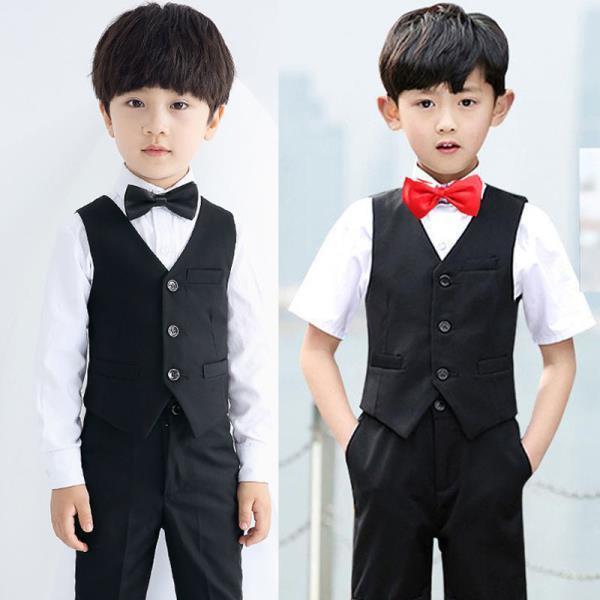 兒童禮服男童長袖馬甲套裝男孩花童婚禮西裝三件套6歲8春秋演出服