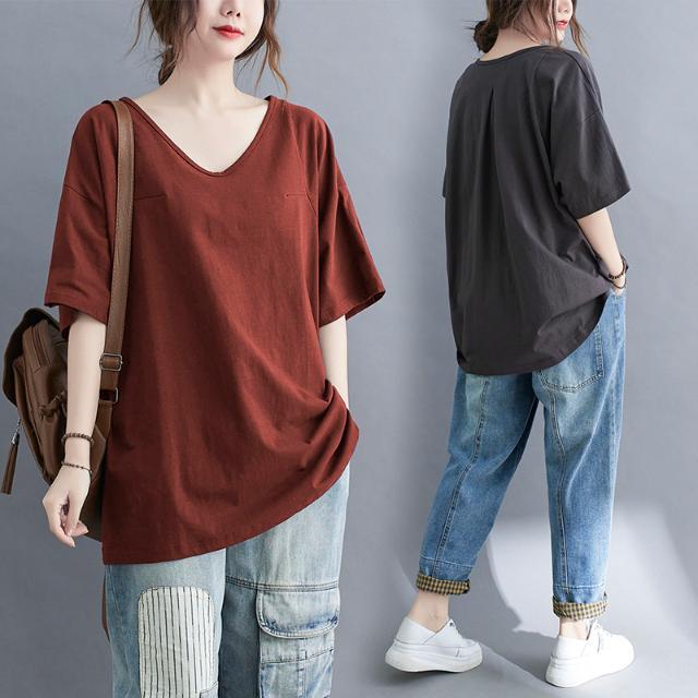 大碼女裝春裝t恤上衣女2023新款200斤夏裝胖mm遮肚顯瘦胖妹妹短袖