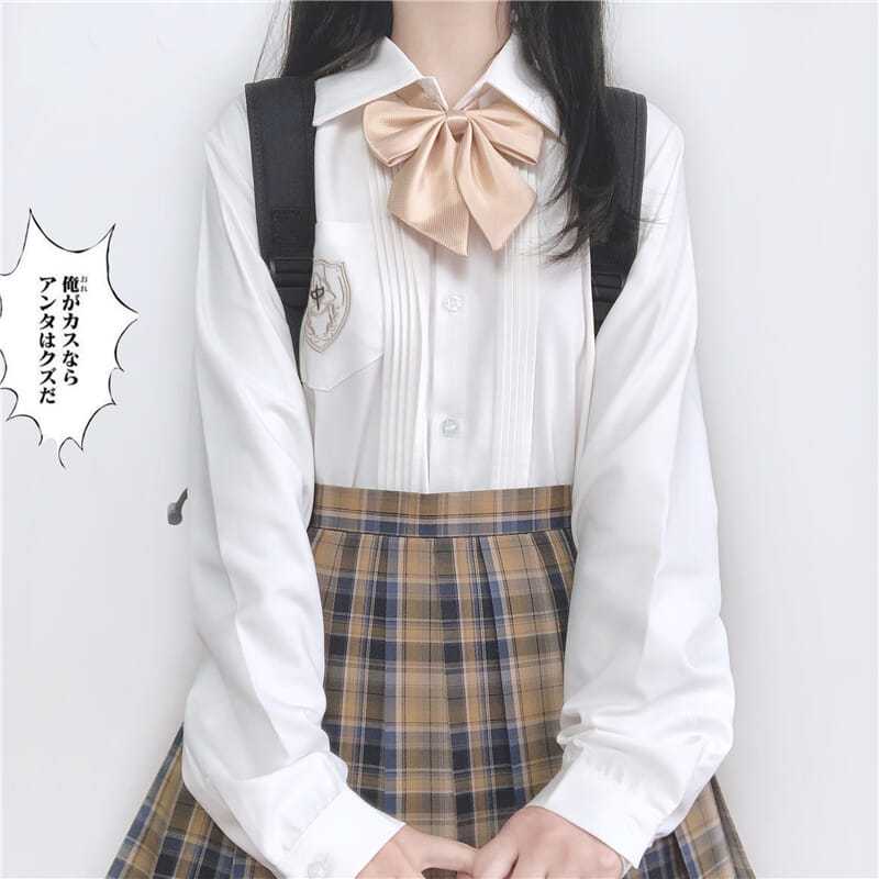 【晴鱼】原创正统jk衬衫女长袖刺绣风琴褶校供制服白