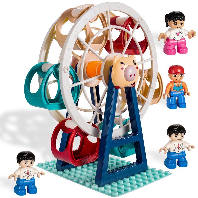 兼容乐高积木拼装摩天轮大颗粒益智动脑儿童玩具男女孩子旋转风车