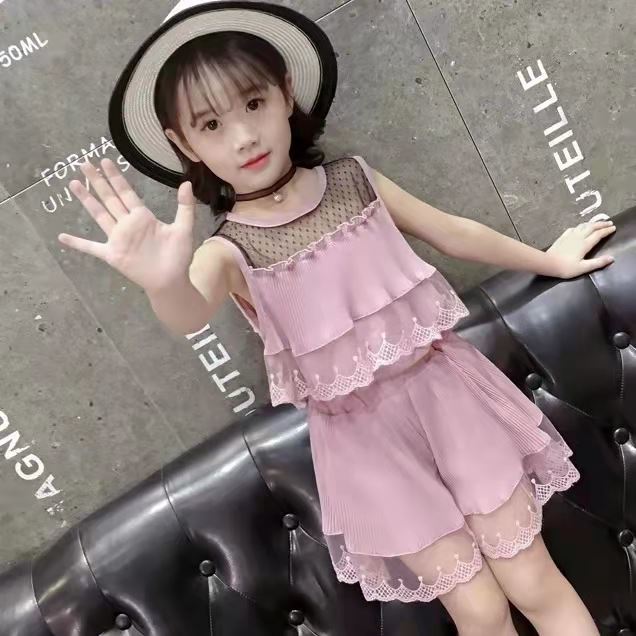 女童夏裝套裝2023新款時尚韓版中大童洋氣短袖兩件套兒童夏季時髦