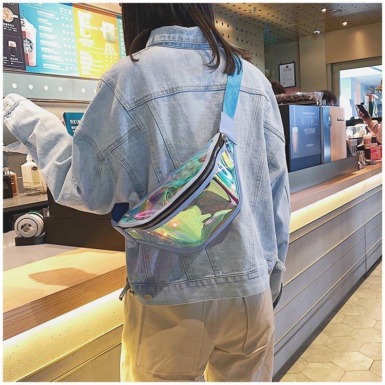 Fashion Laser Waist Bag Transparent All-Match Bag New Waist Bag Ins Women'S Messenger Bag Sports Bag
