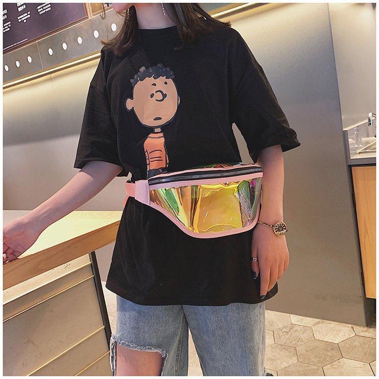 Fashion Laser Waist Bag Transparent All-Match Bag New Waist Bag Ins Women'S Messenger Bag Sports Bag
