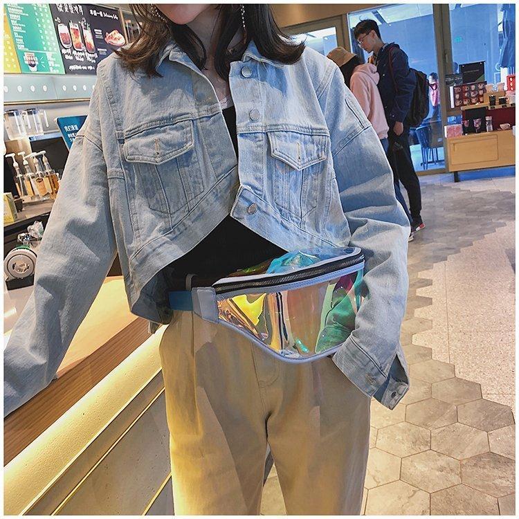 Fashion Laser Waist Bag Transparent All-Match Bag New Waist Bag Ins Women'S Messenger Bag Sports Bag