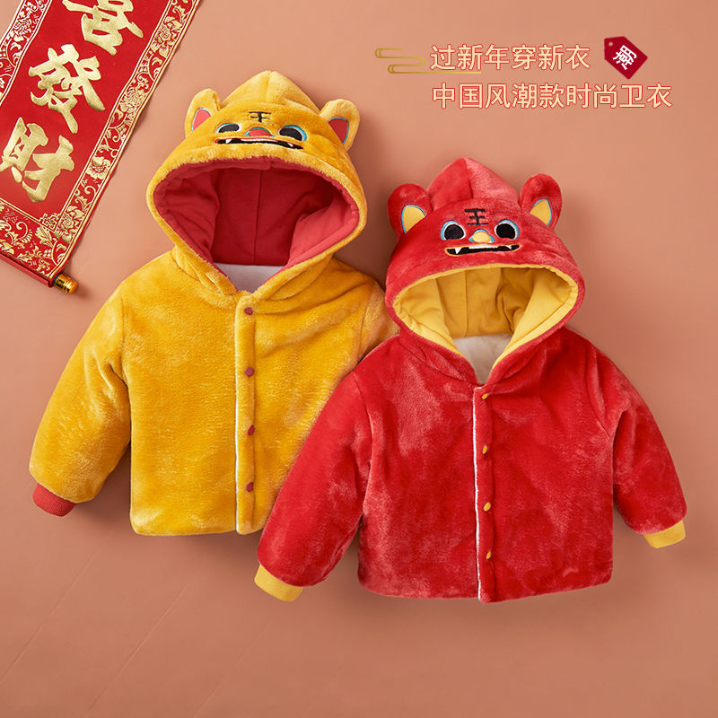 88768-嘟嘟家儿童加厚棉服冬装2021年新款棉袄宝宝红色过年服女童新年棉-详情图