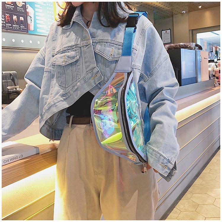 Fashion Laser Waist Bag Transparent All-Match Bag New Waist Bag Ins Women'S Messenger Bag Sports Bag