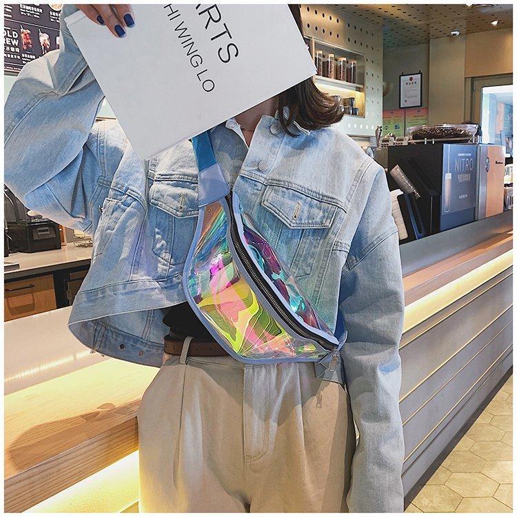 Fashion Laser Waist Bag Transparent All-Match Bag New Waist Bag Ins Women'S Messenger Bag Sports Bag