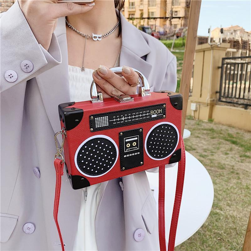 包包2022新款潮斜挎小方包个性收音机小箱子包单肩包录音机盒子包