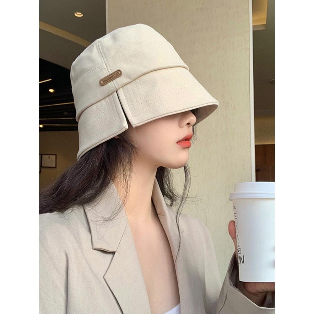 Plain face cover all-match fisherman hat female Korean student spring and summer show face small sticker cloth bucket basin hat male tide