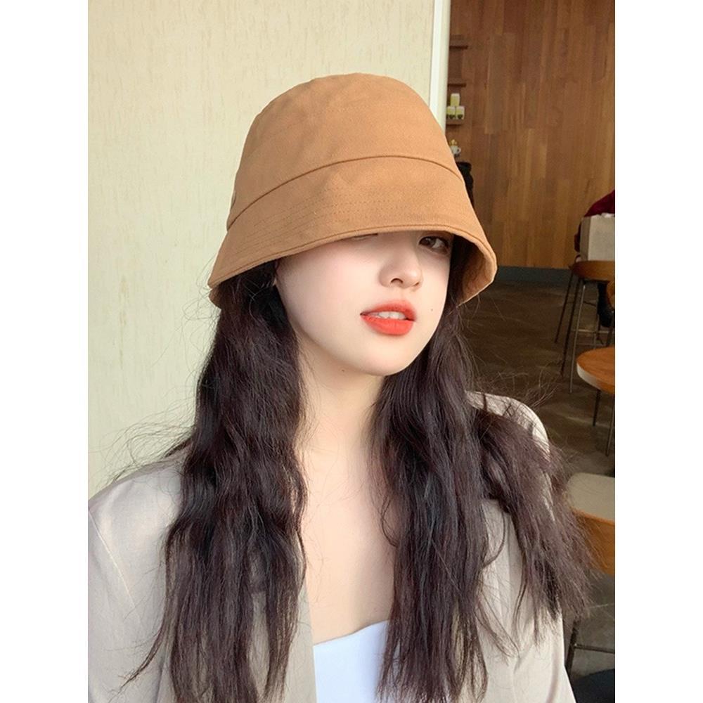 Plain face cover all-match fisherman hat female Korean student spring and summer show face small sticker cloth bucket basin hat male tide