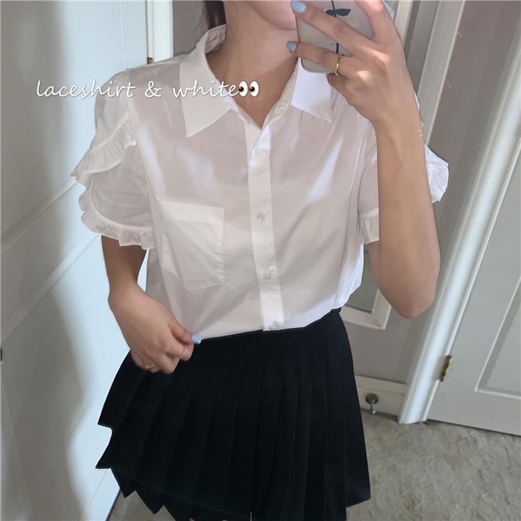 [Three-piece suit] Japanese class uniform Xia Xiaofei sleeve shirt + all-match vest + student pleated skirt