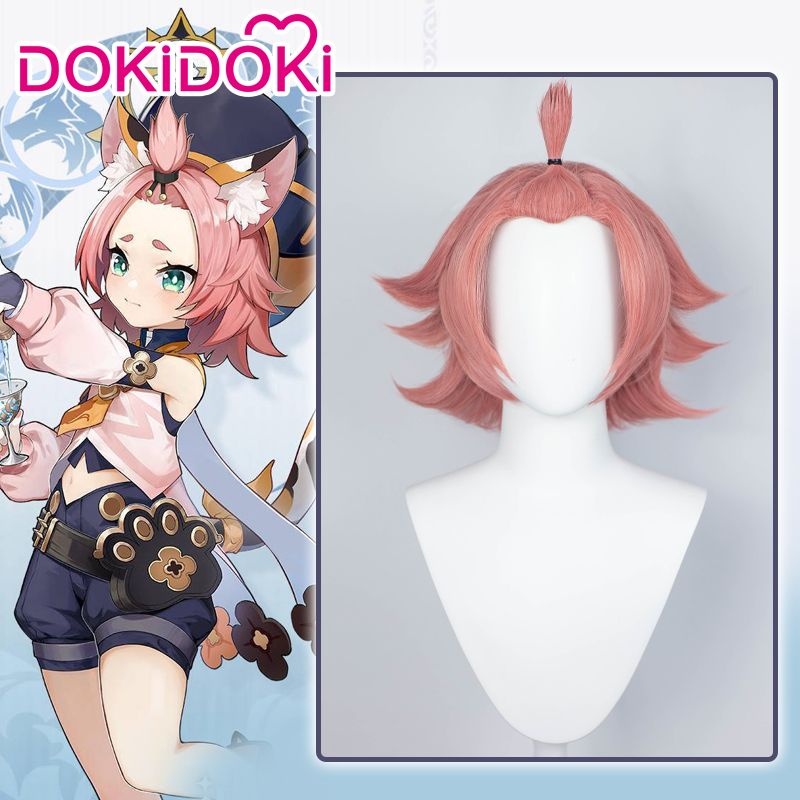 dokidoki 现货 原神cos 迪奥娜 diona cosplay假发桃粉色反翘假毛