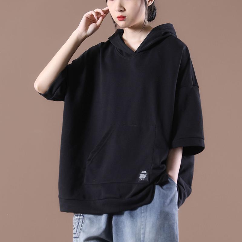 200斤大碼女裝2022新款潮流寬鬆連帽衛衣女純色短袖純色T恤上衣女
