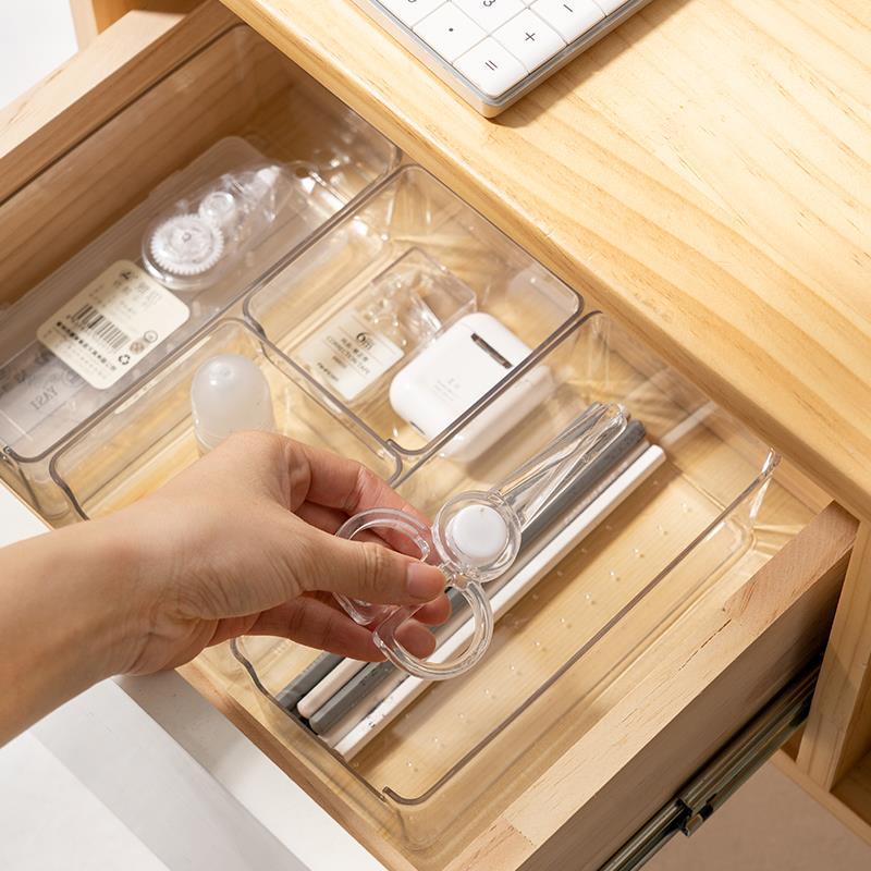 透明抽屉内收纳盒分隔式分类整理盒隔板厨房餐具橱柜内置分格加厚