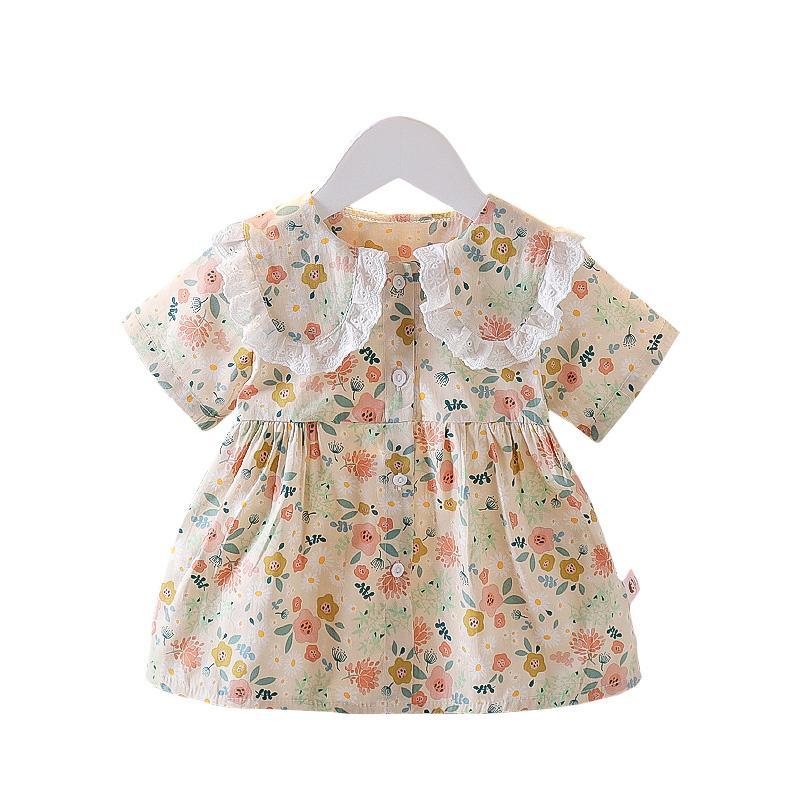 夏季女宝宝上衣2021新款婴儿女童碎花娃娃裙衬衫洋气儿童纯棉衣服