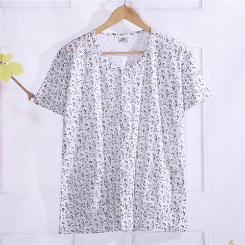 Pocket middle-aged and elderly cotton pajamas elderly home service old lady cardigan mother cotton half-sleeved short-sleeved air-conditioned shirt