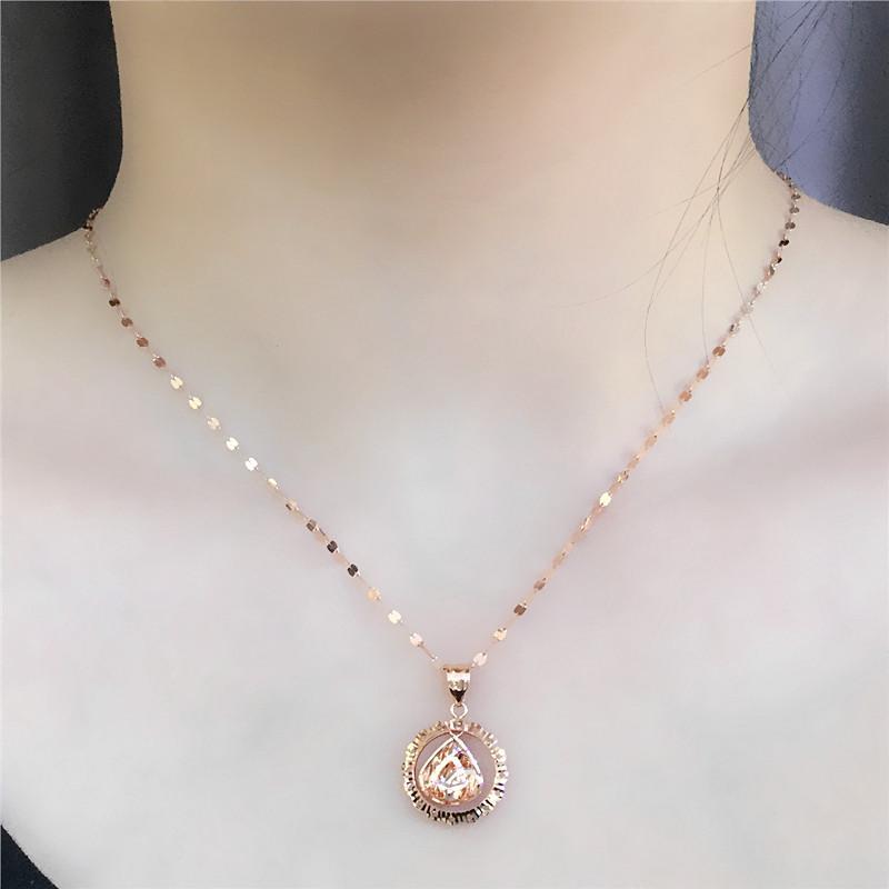 瑷菲尔珠宝女士彩金俄罗斯585紫金个性素金灵动坠项链女神款送礼