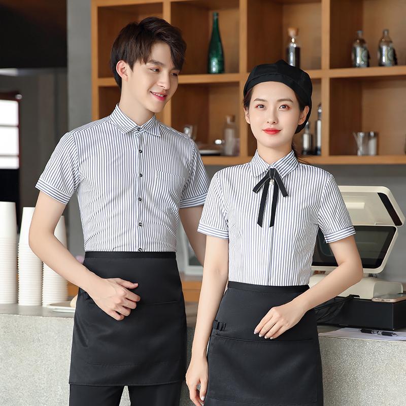 酒店服务员工作服女餐饮酒吧火锅饭店西餐厅蛋糕奶茶夏季短袖衬衫