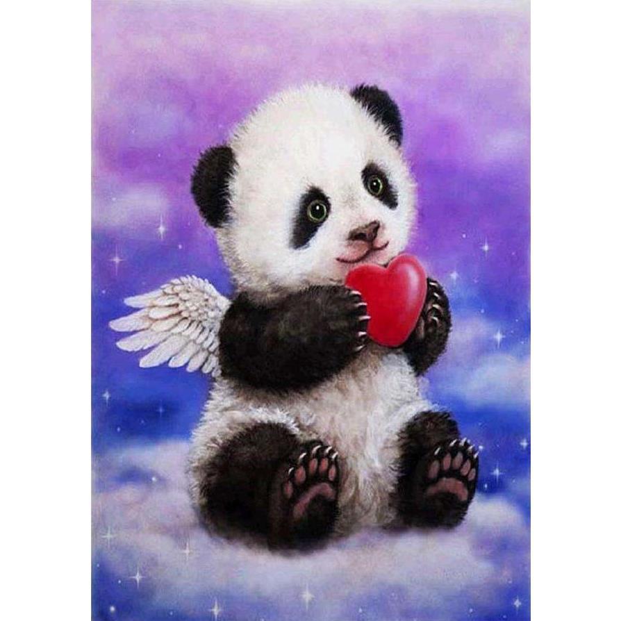 2021年新款客厅diy钻石画天使熊猫方满钻家居挂画厂十字绣可定制