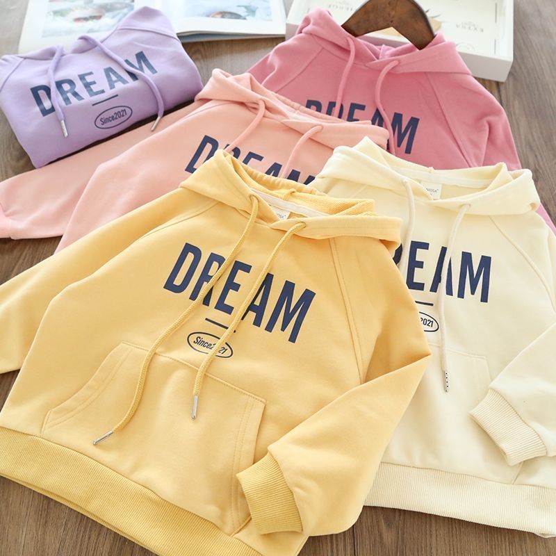 Girls' spring and autumn thin Hoodie 2022 new middle school and university children's bottoming top loose foreign style children's jacket