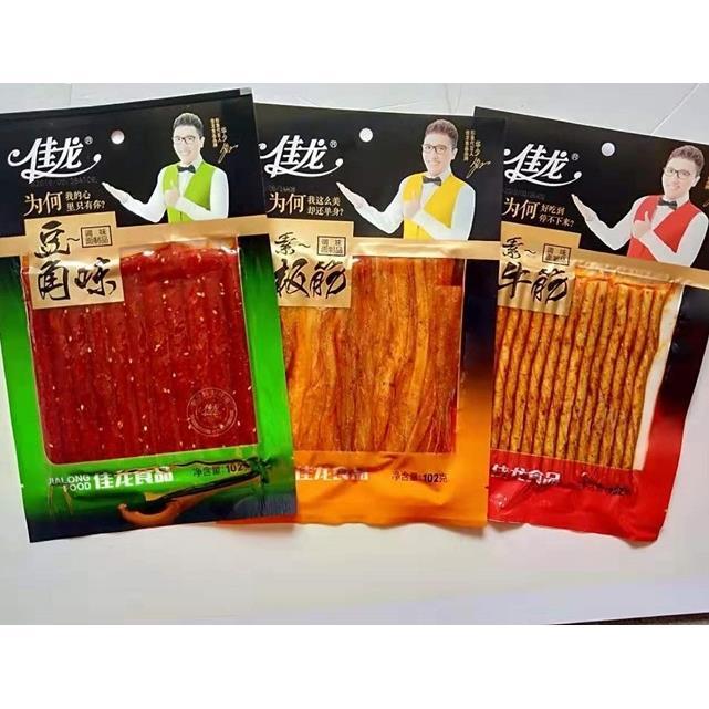 100克大包佳龙辣条素板筋素牛筋素豆角包装辣片零食豆制辣辣根根