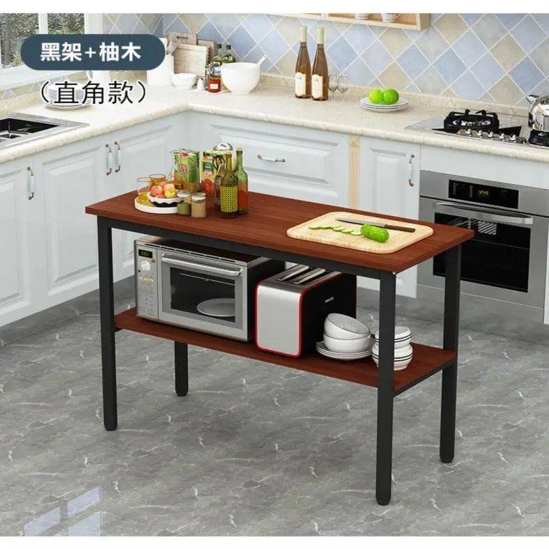 厨房桌子双层小长桌子简易长方形切菜台家用桌子置物架多功能定制