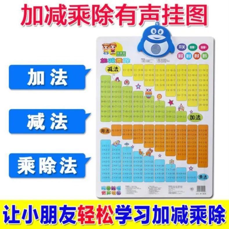 加减法挂图数学一年级少儿小学生儿歌用品九九乘法口诀表语音加法【3