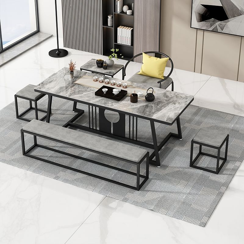 岩板新中式茶桌椅组合简约现代网红办公室大理石泡茶功夫茶几茶桌