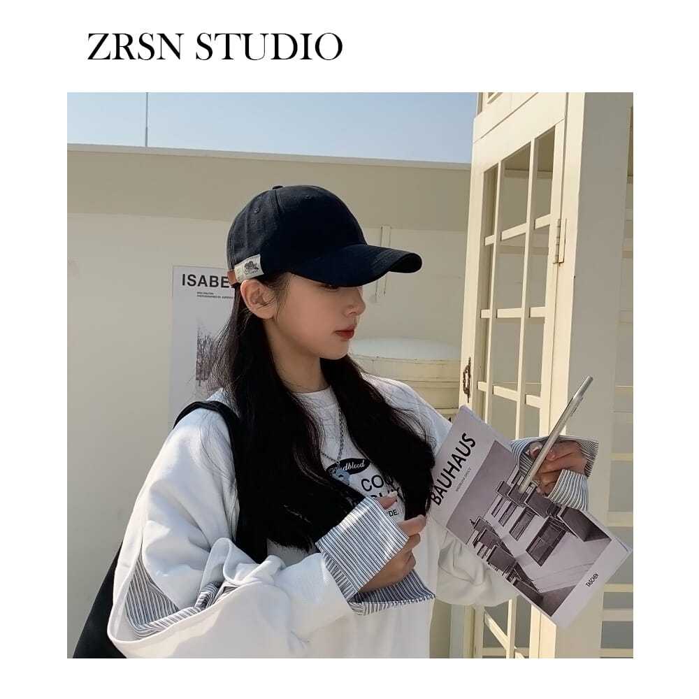 [ZRSN] Korean version of street all-match side patch summer sunshade peaked hat women's ins soft top baseball cap tide