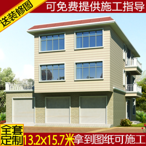 农村房屋自建房门面房别墅设计方案施工别墅设计图施工三层效果图