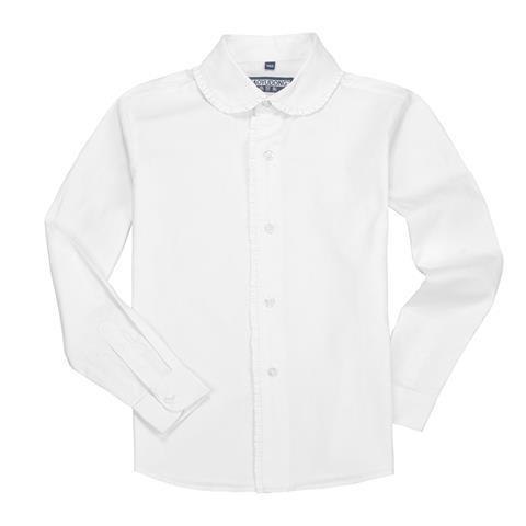 Girls white shirt children's cotton long-sleeved shirt white shirt primary and middle school students school uniform performance clothing lace pure cotton