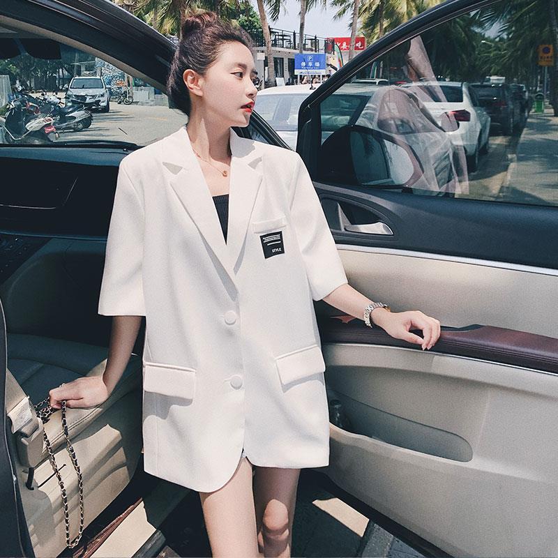 Small suit jacket women's summer thin section all-match spring and summer high-end design sense niche chic short white top