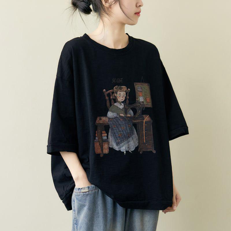 200斤大碼夏季女裝復古寬鬆短袖女2023新款潮短袖t恤女短款上衣女
