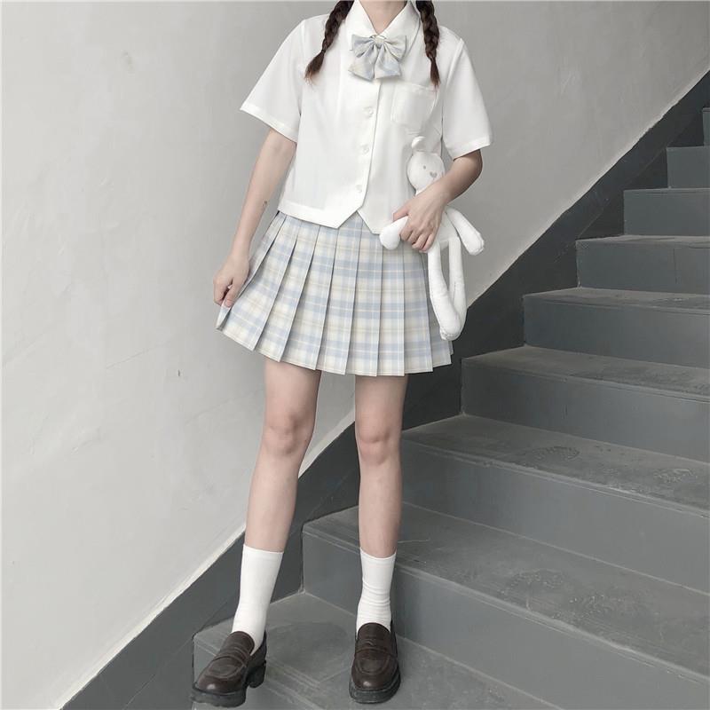 JK uniform shirt pink short-sleeved Japanese college style Guanxi lap top class service school supply sense embroidery white shirt female