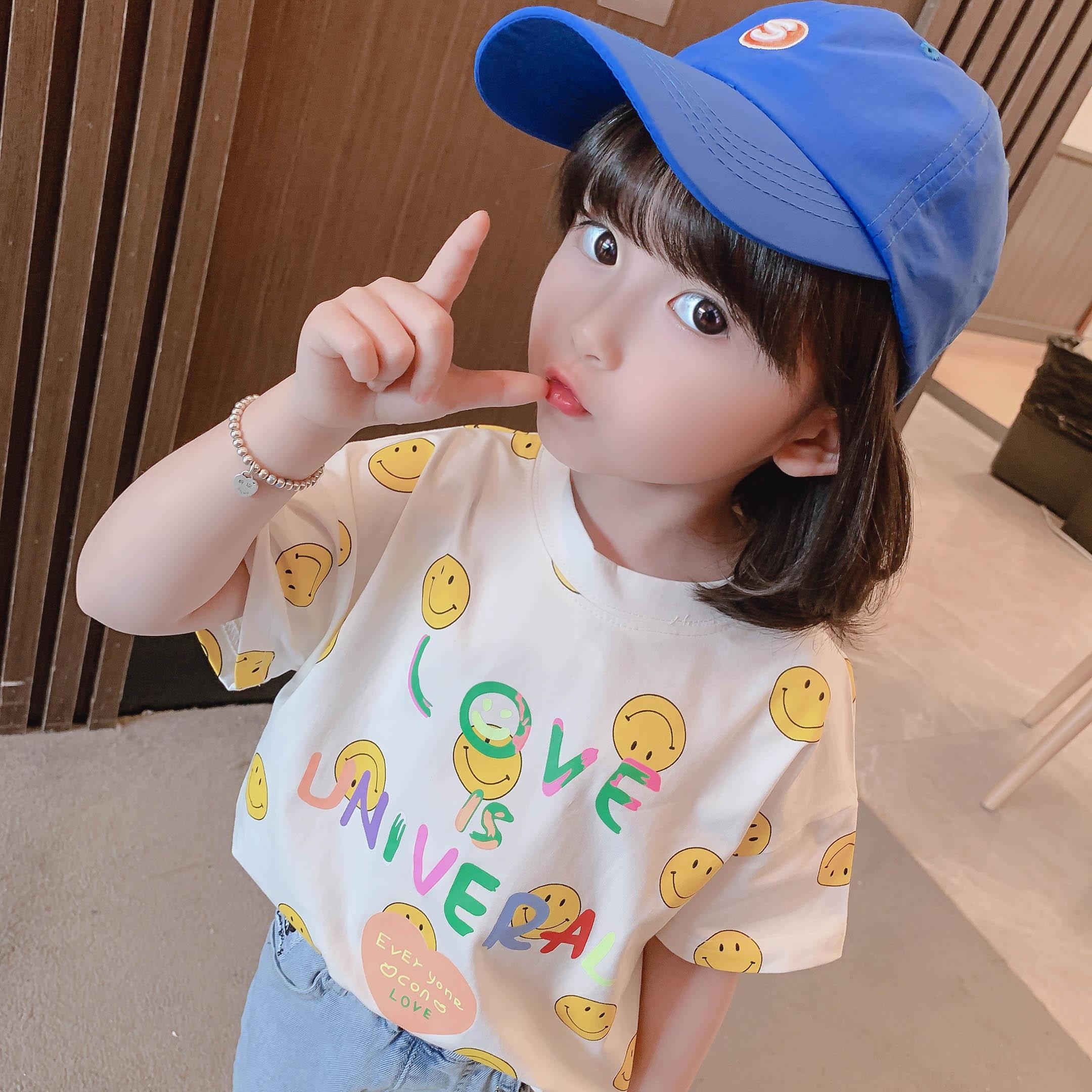 女童短袖t恤兒童夏季百搭洋氣半袖夏裝女寶寶2023年新款體恤上衣