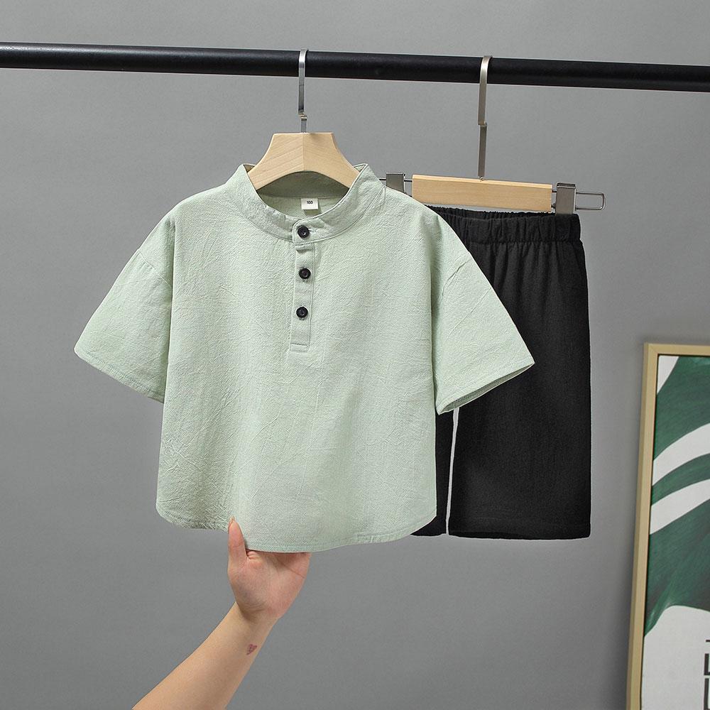 男童棉麻短袖套装新款夏季两件套男宝宝男孩夏款儿童中国风潮
