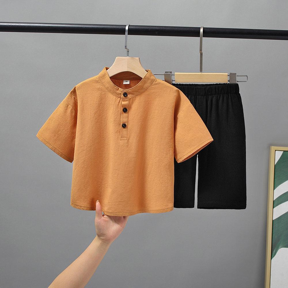 男童棉麻短袖套装新款夏季两件套男宝宝男孩夏款儿童中国风潮