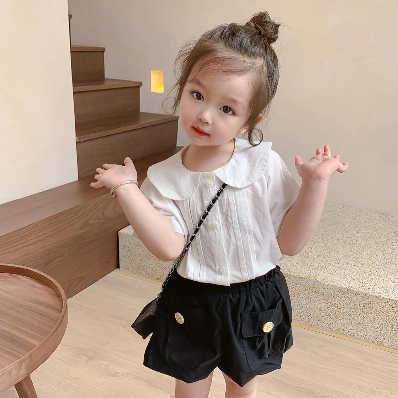 2022 girls' summer clothes new college wind dress Korean version short-sleeved children's suit baby foreign style clothes trend