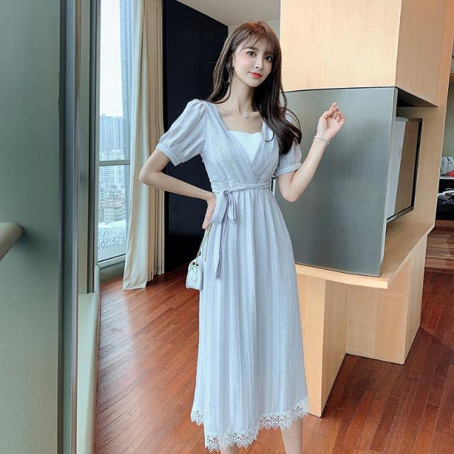 茶歇法式初恋森系仙女裙女神小众淑女连衣裙