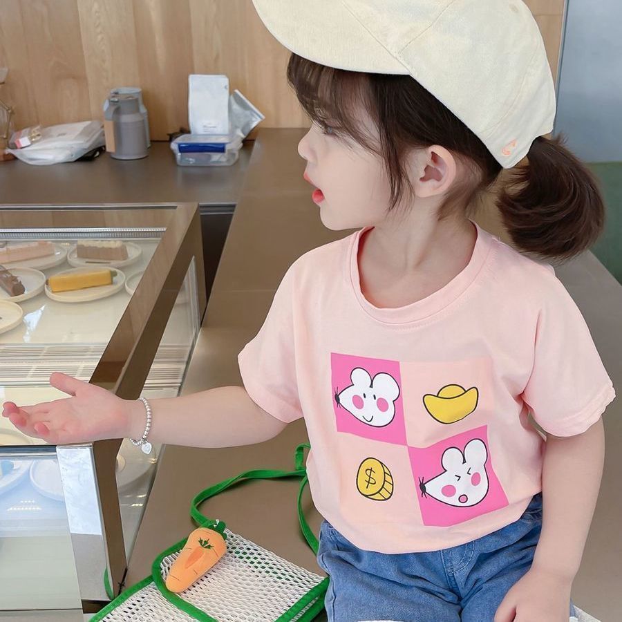 女童短袖t恤纯棉2023夏季新款韩版宝宝装洋透气网红上衣