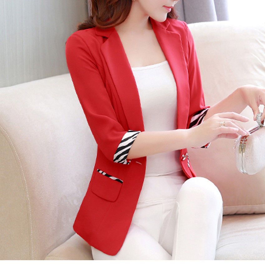 Small blazer women's jacket spring, summer and autumn new five-quarter sleeves Korean version of slim casual suit short