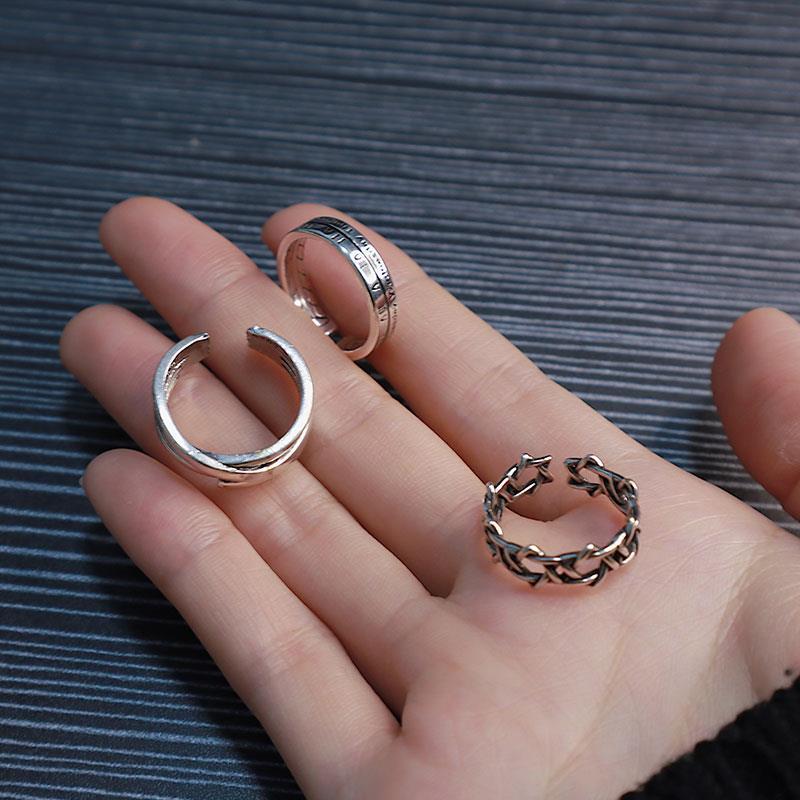 潮流罗马戒指男ins潮个性小众设计简约食指银戒指环女尾戒单身戒