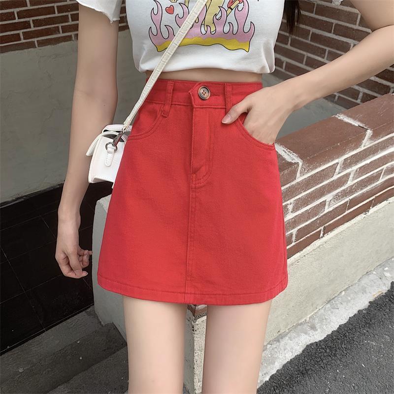 牛仔半身裙女夏季薄款小个子高腰显瘦宽松百搭a字黑色包臀短裙子