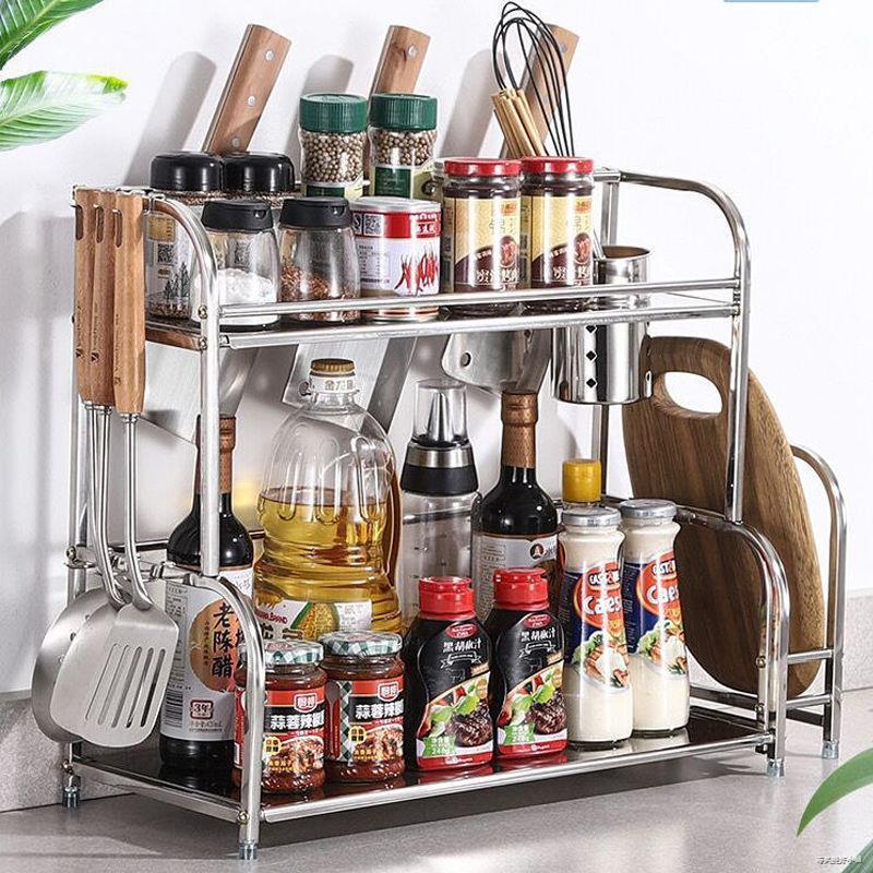 储物架置物架⊿厂家直供厨房不锈钢落地调料纳盒架子厨具用品1