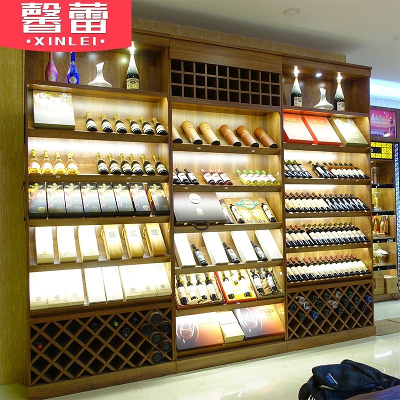 家用红酒柜展示架实木定制酒水展示柜白酒红酒货架酒窖烟酒柜