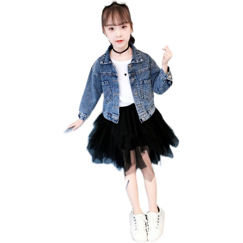 Girls denim jacket 2021 spring new Korean version of children's clothing spring and autumn foreign style tops little girl jacket coat