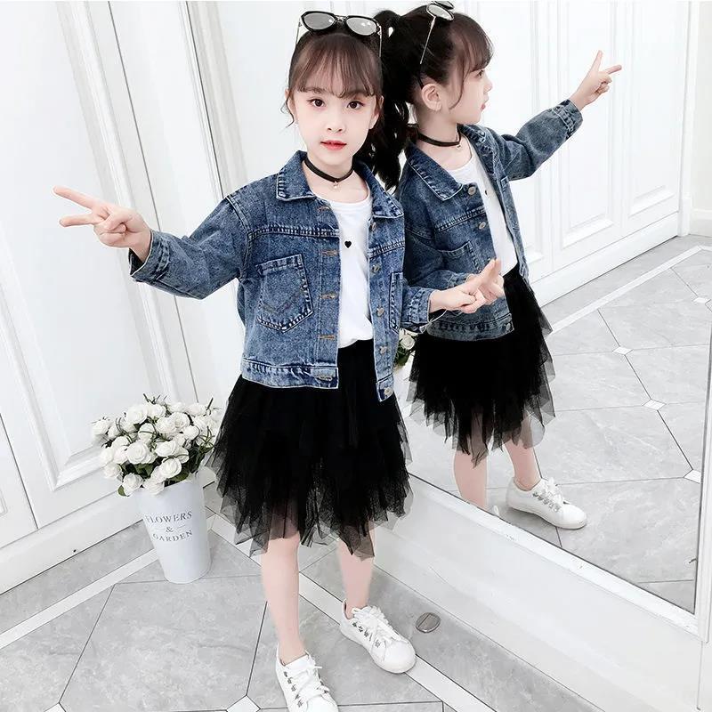 Girls denim jacket 2021 spring new Korean version of children's clothing spring and autumn foreign style tops little girl jacket coat