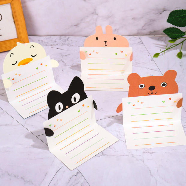 创意可爱卡通动物小卡片儿童节日感谢生日留言卡圣诞节贺卡送信封拼团