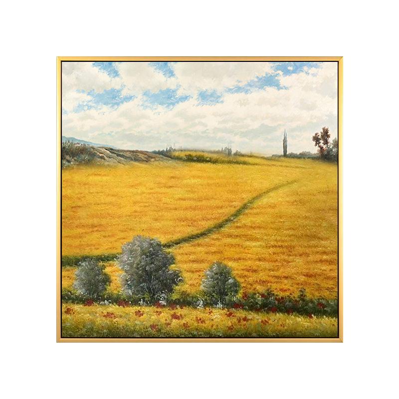 现代手绘油画玄关挂画餐厅画美式挂画客厅装饰画欧式田园风景麦田